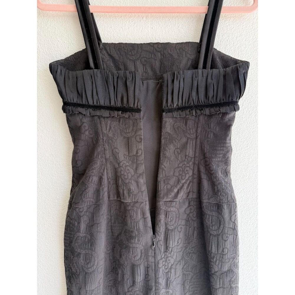 Vintage 90s Guess Jeans Dragon Jacquard Corset Satin & Velvet Dress in Black XS - Picture 10 of 14
